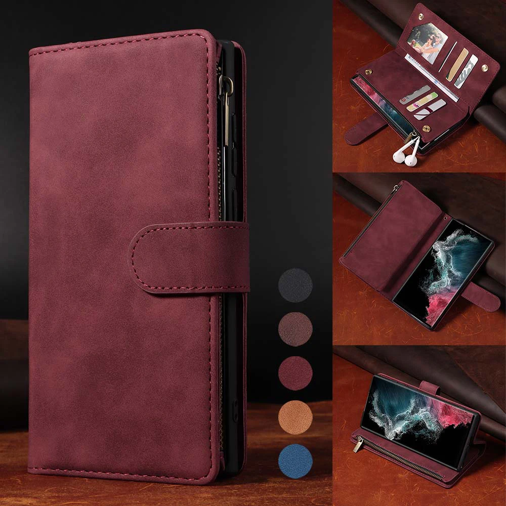 Zipper Phone Case For Redmi Note 11 11S 10 10S 10T 9 9S 8 8T 7 9A 9C 8A 7A Xiaomi POCO M3 X3 Nfc Card Slots Wallet Leather Cover