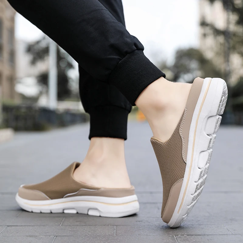 Men's Summer Breathable Indoor Slippers - Thick Bottom Slides, Fashionable Walkers, Plus Sizes Available