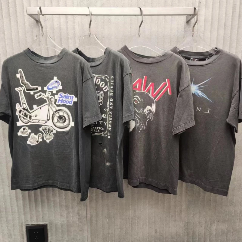 

Новая Винтажная стирающаяся хлопковая футболка в стиле ретро с надписью на пальцах для мужчин и женщин, с коротким рукавом и большим принтом