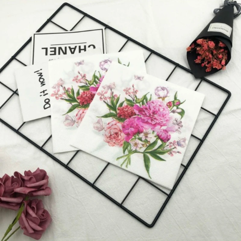Colourful Napkins Printed Square Paper Napkins Restaurant Floral Facial Tissue Hotel Wedding Table Setting Pure Wood Pulp Paper paper napkins