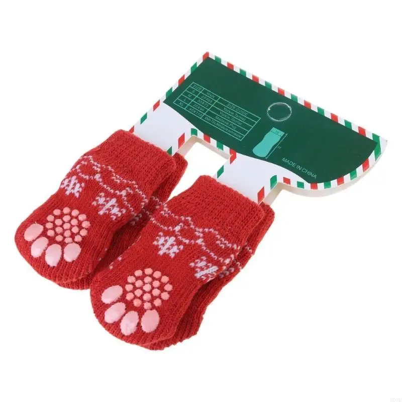 4LOTS Weihnachtshunde gestrickte Socken Outdoor Hundeschuhe Socken Urlaub Haustier Bekleidung B03E – Detail 7