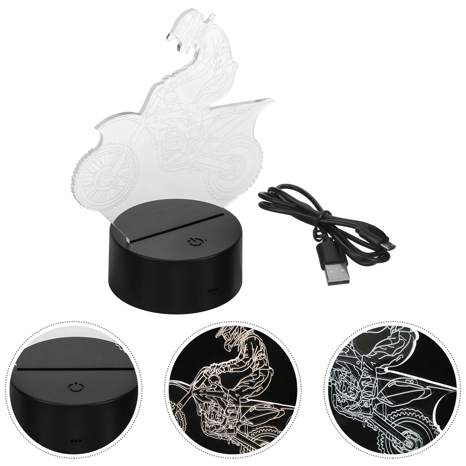 

Motorcycle Night Light Nightlight Bedside Lamp Bedroom Desk USB Charging Acrylic 3d Abs Visualization