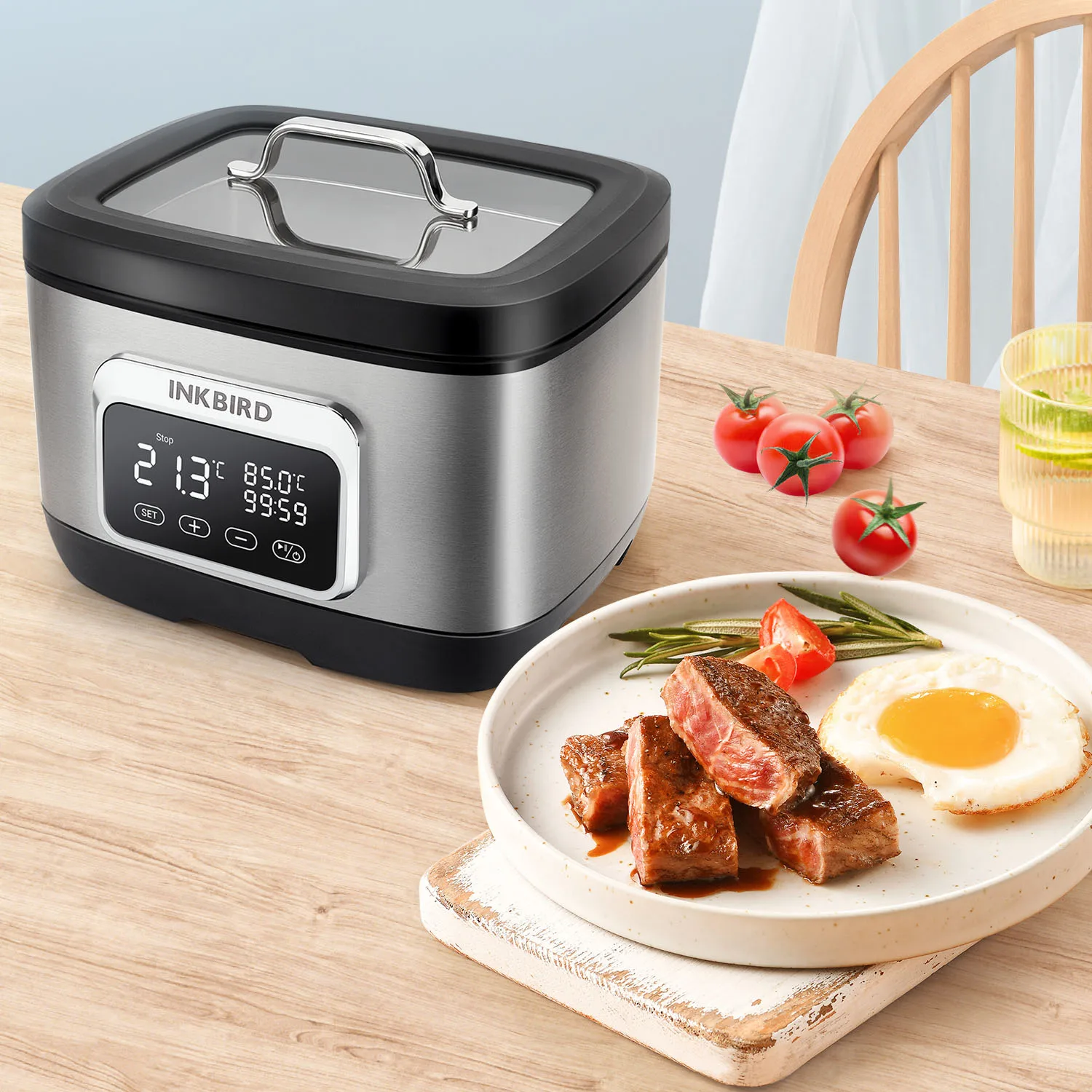 INKBIRD ISV-500W 올인원 수비드 쿠커, 낮은 수위 알람, 3D 물 순환 난방, 700W Wi-Fi 수비드 머신