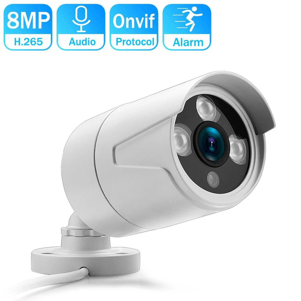 

Hamrolte 4K 8MP POE IP Camera ONVIF H.265 Waterproof Record Security Surveillance Camera Motion Detection 5MP Bullet CCTV Camera