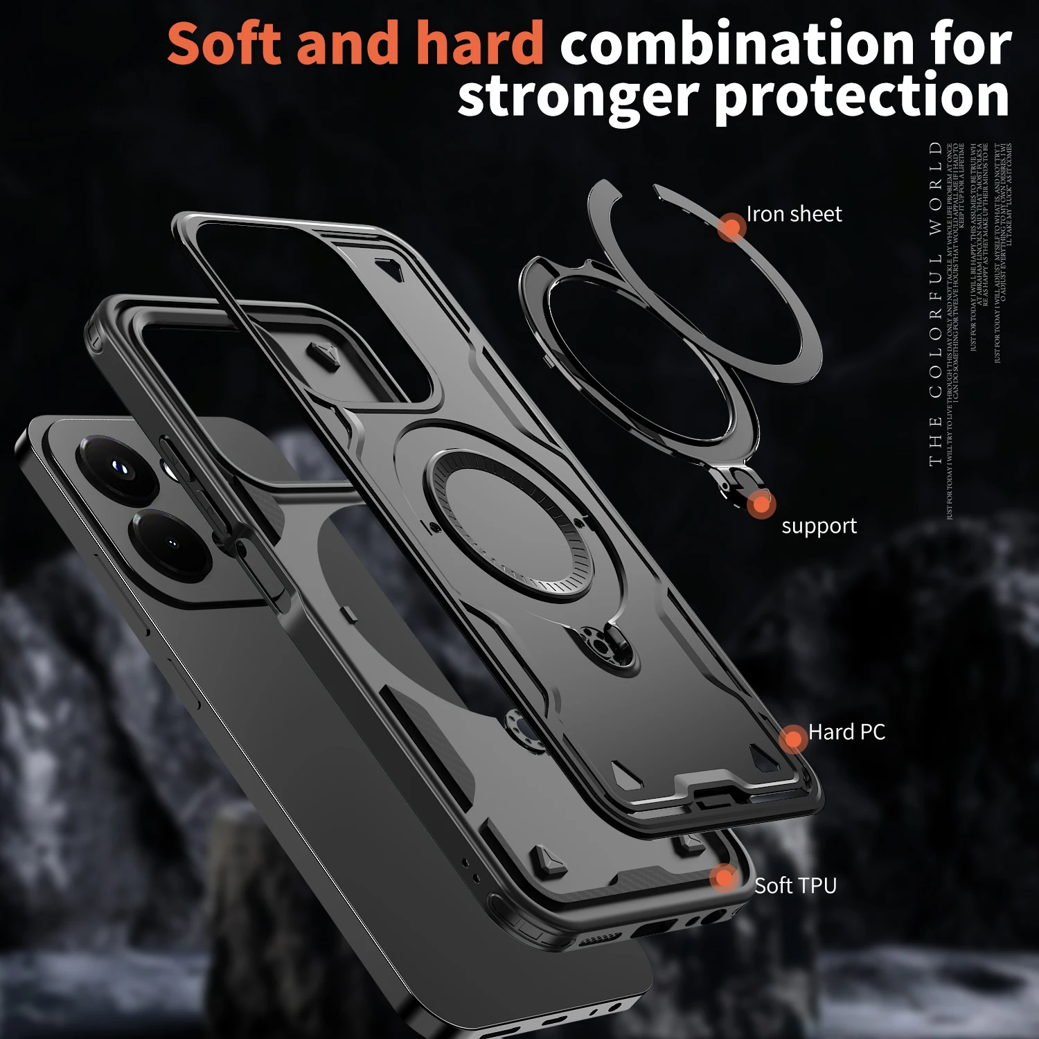 Enhanced Armor Shockproof Case with 360° Rotating Magnetic Stand