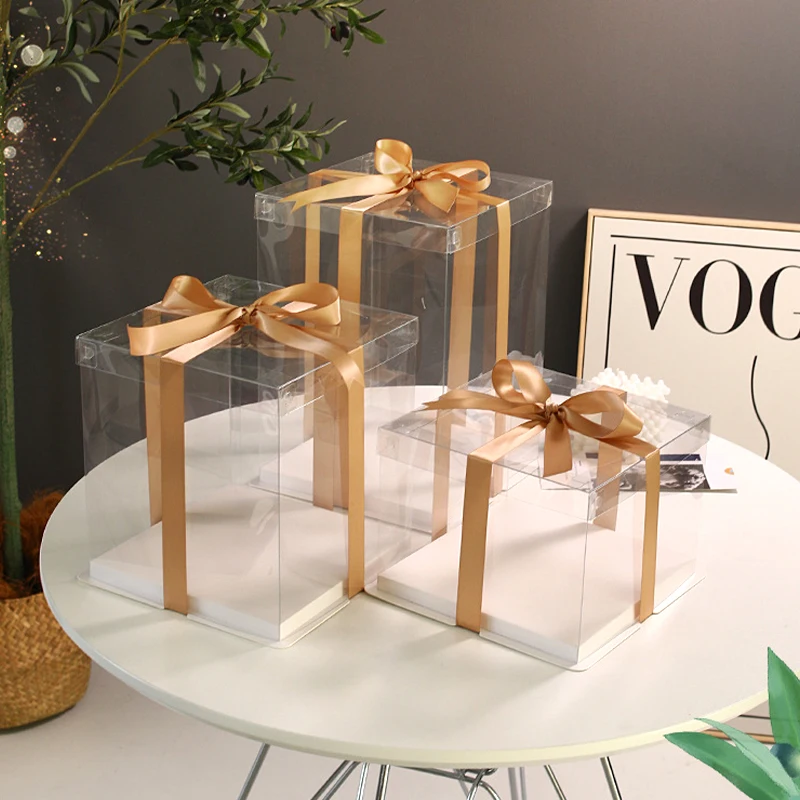 Clear Cake Box Transparent Gift Organizer, PVC and Paper Packaging for Birthday, Baby S... - SKU CCBT1219 - UGI Packaging