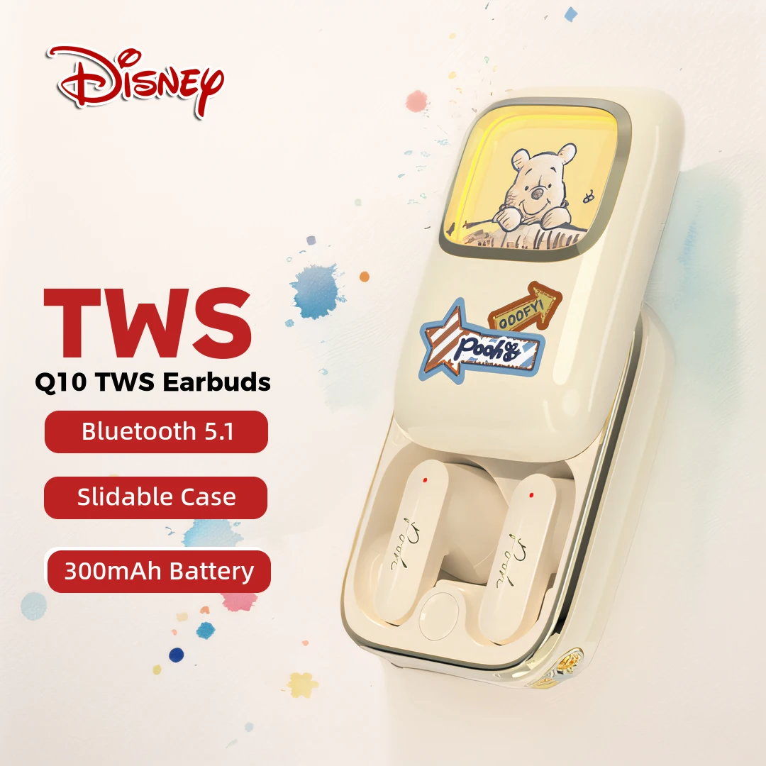 

Disney Q10 Sliding Cover Bluetooth Headphone TWS Earbuds Noise Cancelling Wireless Earphones with Mic for IOS Android Phones