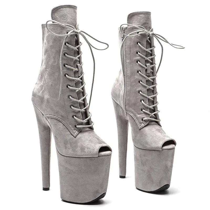 

LAIJIANJINXIA New Flock 20CM/8Inches Fashion Women's Platform Party High Heels Modern Ankle Boots Pole Dance shoes 240