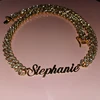 Grandbling Customized Stainless Steel Name Necklace with 9 MM Cuban Chain Personalized Word Choker Pendant  Party Gift