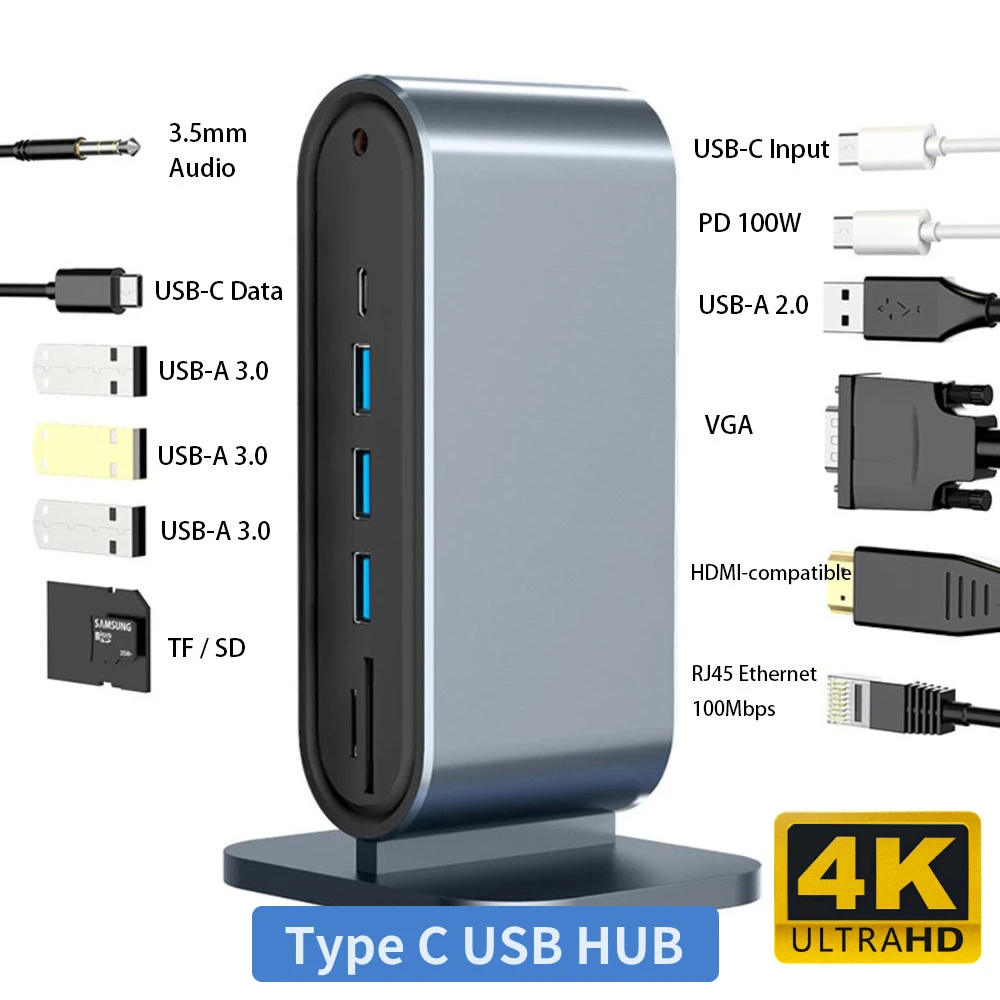 

Док-станция 12 в 1, 4K 60 Гц, HDMI, PD100W, USB 3,0