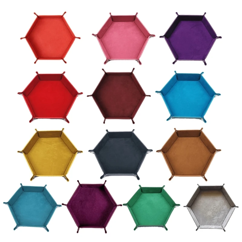 Portable Folding Dices Rolling Tray Dices Holder Storage Box Hexagon Folding Tray for Rolling Game, Table Game