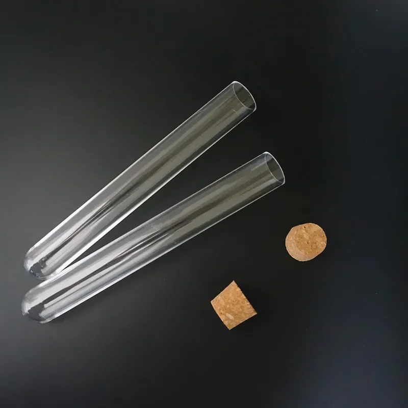 Plastic Test Tubes 20x150mm 10pcs To 100pcs With Cork Stopper For School Laboratory plastic test tubes lab glassware