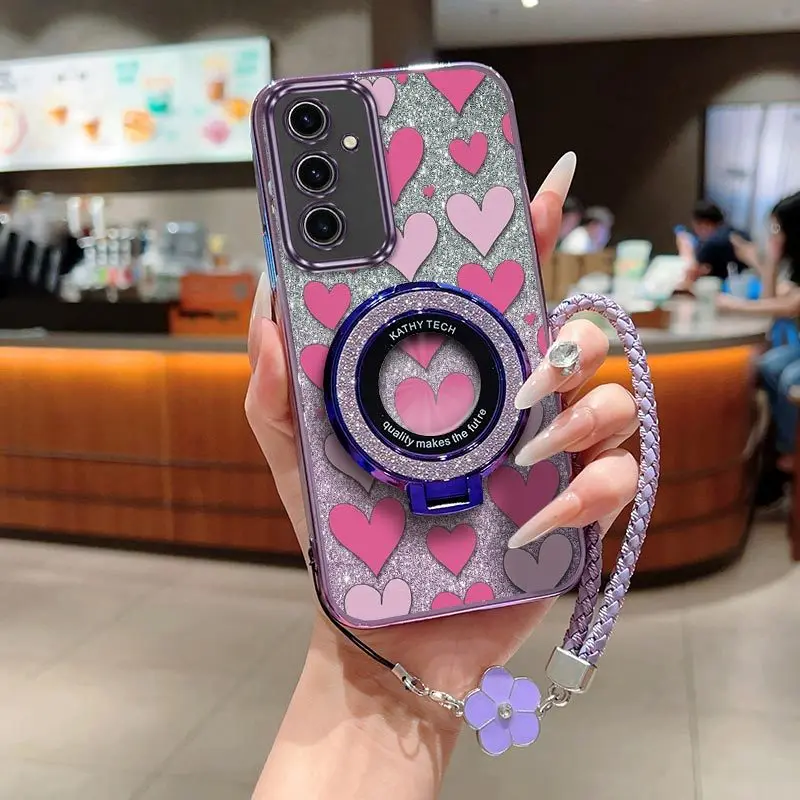 Romantic Love Phone Case Set with Lanyard and Stand - 3-Piece Kit
