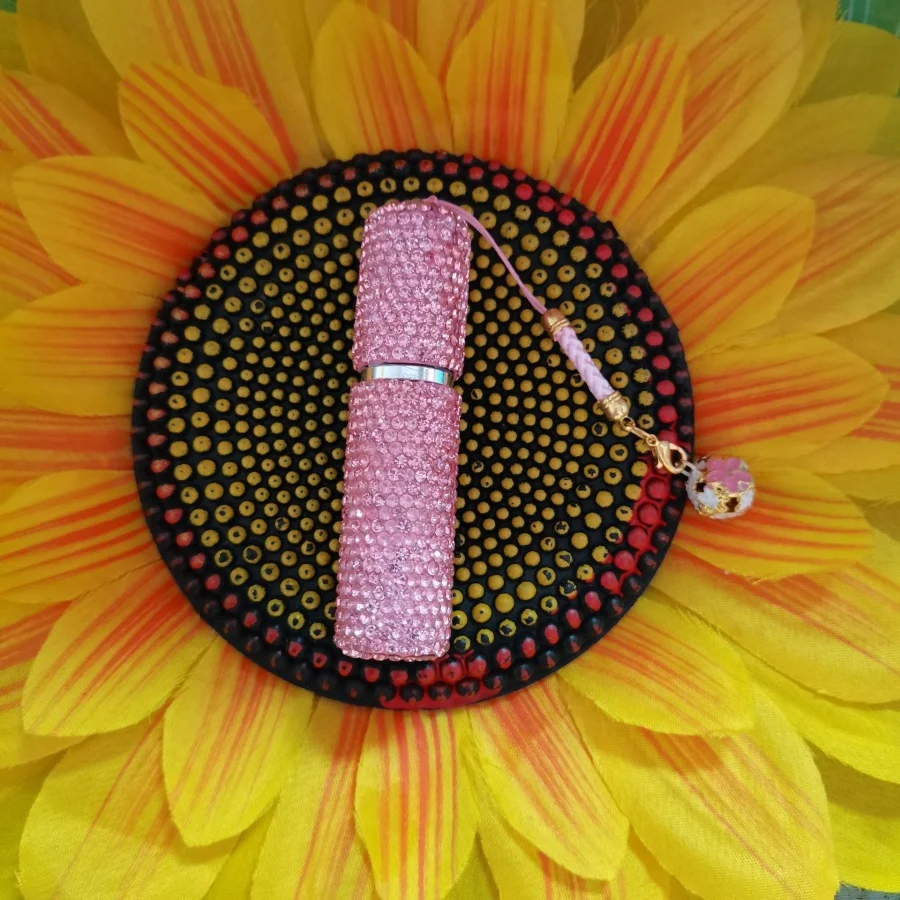 Luxurious Rhinestone Travel Perfume Atomizer with Lanyard - 5ml Refillable Mini Spray Bottle
