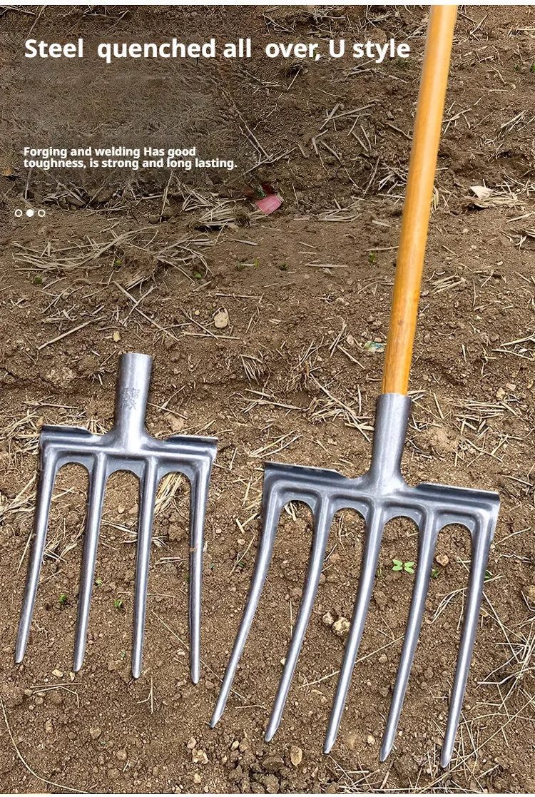 Einteilige Vierzackige Stahlgabel für Gartenarbeit und Graben, Vierzackige Verstärkte Manganstahlgabel, Unkrautjäten und Rasenpflege, Landwirtschaft – Detail 12