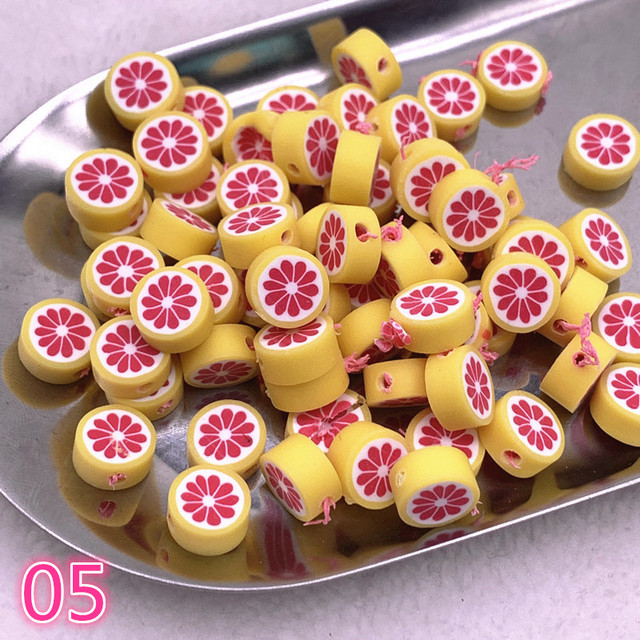 10mm Color Fruit Beads Polymer Clay Beads Polymer Clay Spacer Loose Beads for Jewelry Making DIY Bracelet Accessories