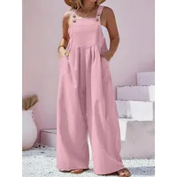 Plus Size New Women's Summer Solid Color Jumpsuit Elegant  High Waist Casual Long Jumpsuits - Image 3