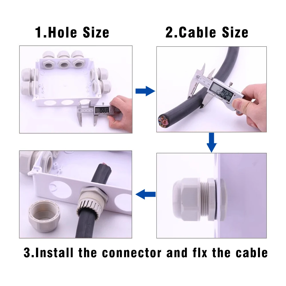 PG7 PG9 PG11 PG13.5 Waterproof Cable Gland Nylon Joints with Gasket 100PCS cable gland