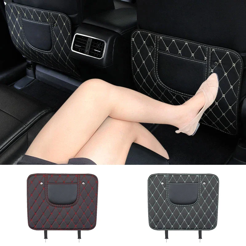 Per Hyundai Tucson I30 Kona I20N Nline Sonata Veloster Pu Leather Car Seat Back Protector Pad Auto Anti Kick Pad Per I Bambini