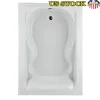 White Acrylic Freestanding Tub with Molded Armrests and Dual Accessory Deck 72" x 42" Dimensions 1