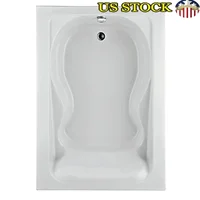 White Acrylic Freestanding Tub with Molded Armrests and Dual Accessory Deck 72" x 42" Dimensions 1