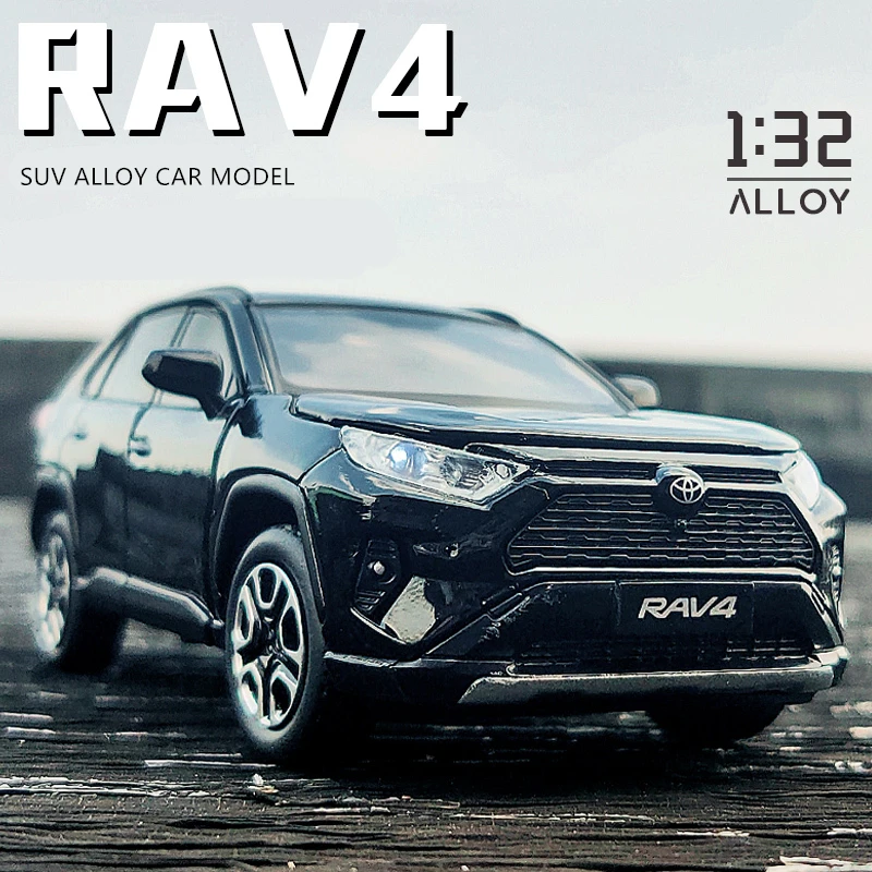 1:32 TOYOTA RAV4 Alloy Car Model Diecasts Metal Toy Vehicles Car Model Simulation Sound and Light Collection Childrens Toy Gift