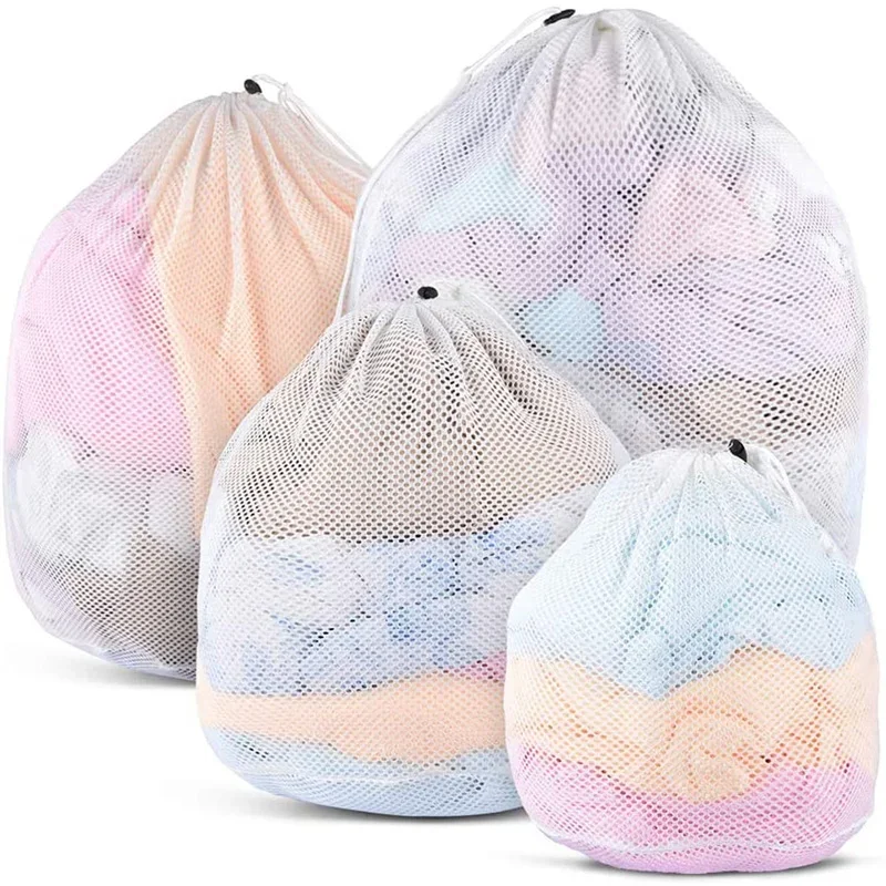4 Size Large Washing Net Bags Enduring Fine Mesh Laundry Bag With Lockable Drawstring for Delicates Garments Lingerie Socks Bras