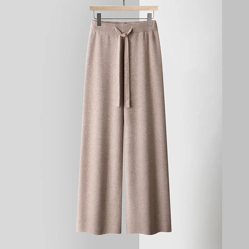 Knitted Wide Leg Pants for Women New Elastic Band Wool Pants casual pants Sports Pants 2025 Spring Strong Inclusive Floor pants 6