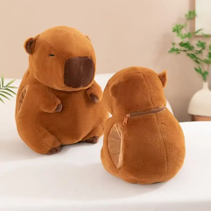 Soft Capybara Hand Warmer Pillow Stuffed Cartoon Capybara Plush Hand Warmer Cute Portable Capybara Sleeping Pillow
