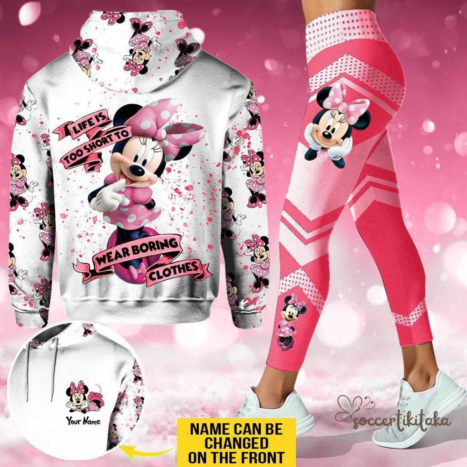 Cartoon Mickey And Minnieminnie Mouse 3d Hoodie & Leggings Set