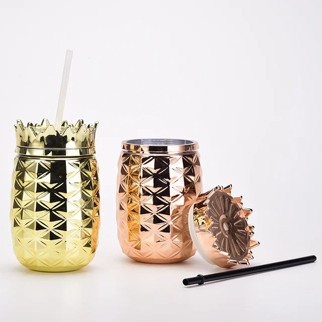 700 Ml Kreatív Ananász Alakú Vízpohár Műanyag Borító Lé Ivó Palack Szalma Szabálytalan Tumbler Cup Ajándék Gyerekeknek - Image 3