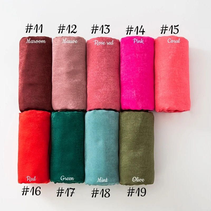 Scarves for Muslim Women Velvet Winter Scarf Medina Silk-like Hijab Two Different Sides Scarfs Luxury Brand Designer Bufandas 3