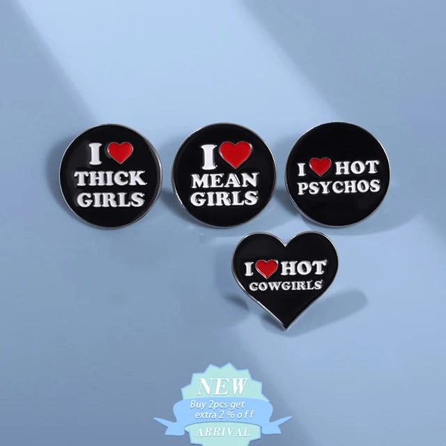 I Heart Series Enamel Pins, i Love Mean Girls Cowboy Cowgirl Psychos  Brooch Lapel Badges, Punk Fun Jewelry Gift For Friend - Temu