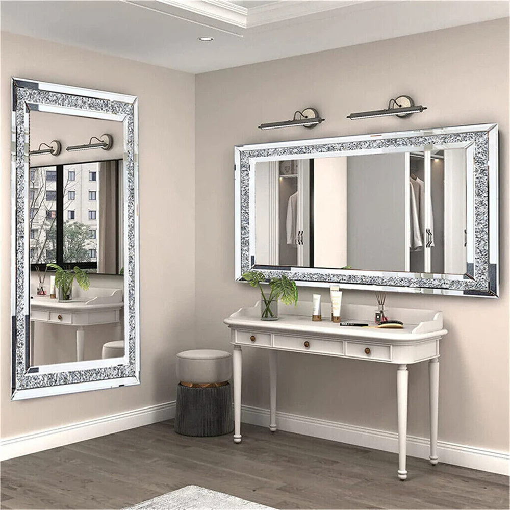 XXXL Large Charming Diamond Decorative Wall Mirror Crushed Crystal Long Full Length Mirror 4