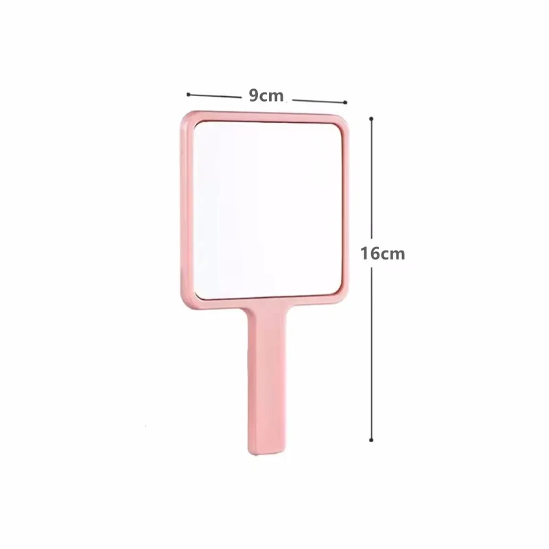 1/2pcs 휴대용 메이크업 거울 플라스틱 손잡이가 있는 사각형 화장 거울 손잡이가 있는 고화질 소형 거울 탁상용 액세서리 ?