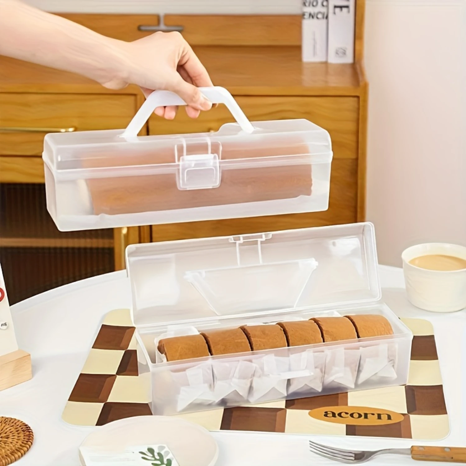 1Pc Leak-Proof Kitchen Container For Bread, Cake & Fruit-Perfect For Baking, Picnics & Parties-Durable Plastic, Food-Safe