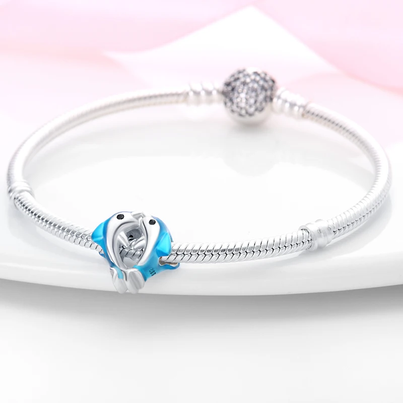 100% 925 Sterling Silver Dolphin Crab Beach Ocean Vacation Charms Beads 3mm DIY Holiday Fine Jewelry Gift Making 2