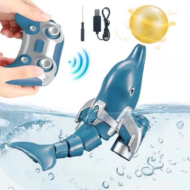 

Dolphin Shape Pool Toy 2.4G Mini RC Boat High Speed Boat Radio Remote Controlled Ship High Simulation Dolphin Ball Rotation Desi
