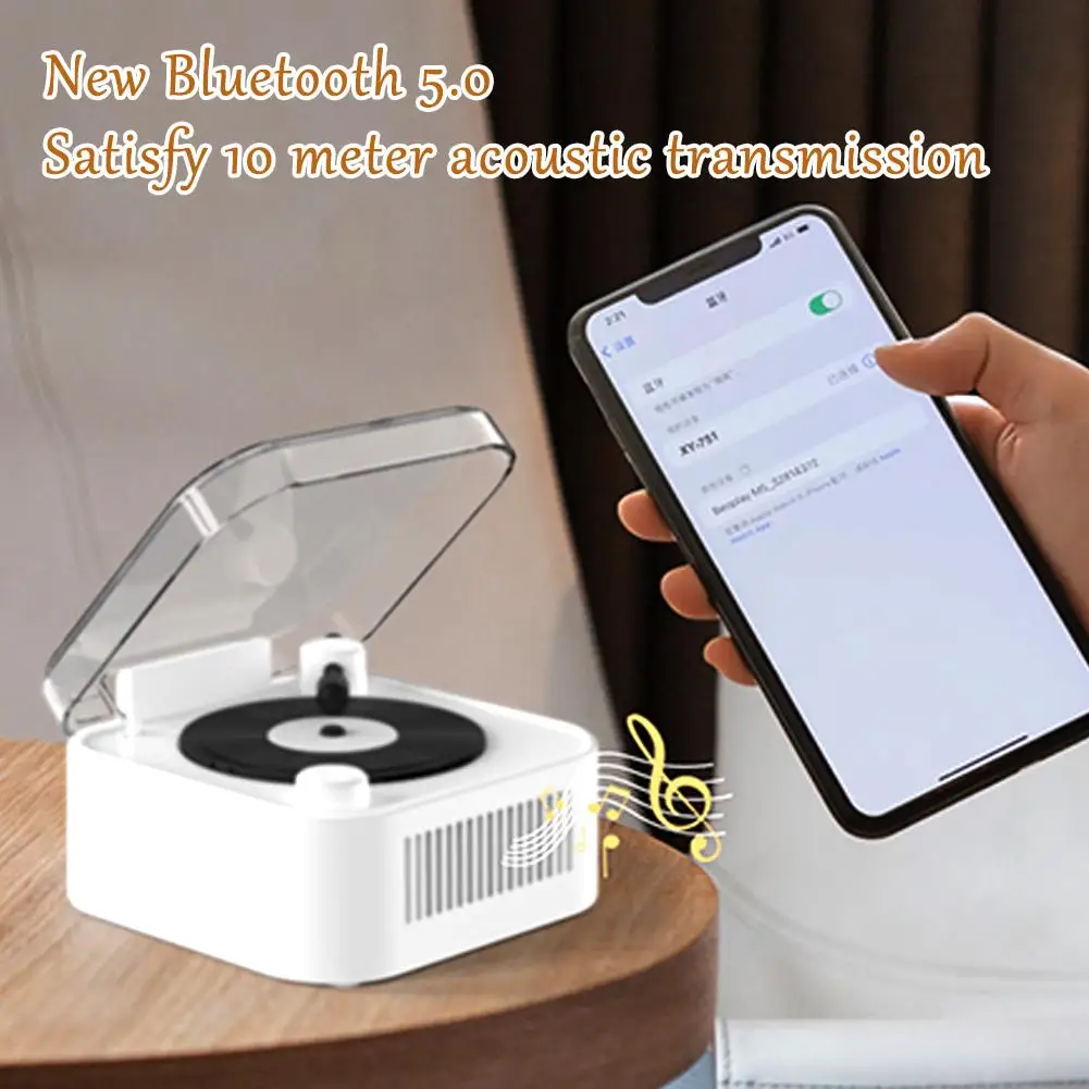 Retro Turntable Wireless Bluetooth-compatible Speaker Mini Portable Player Gift Card Desktop Record Ornaments Turntable Speaker 4