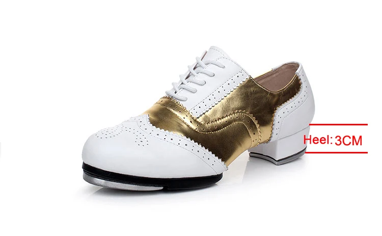 2025 Stitching Retro Style Women Men Cow Leather Lace-Up Tap Dance