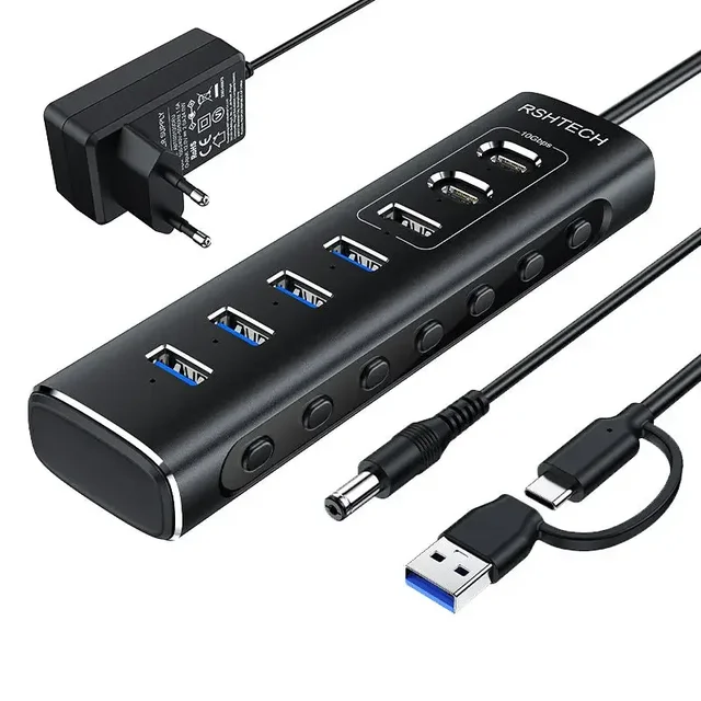 RSHTECH RSH-A13-5 - Hub USB con Fuente de alimentación (72 W (12 V/6 A