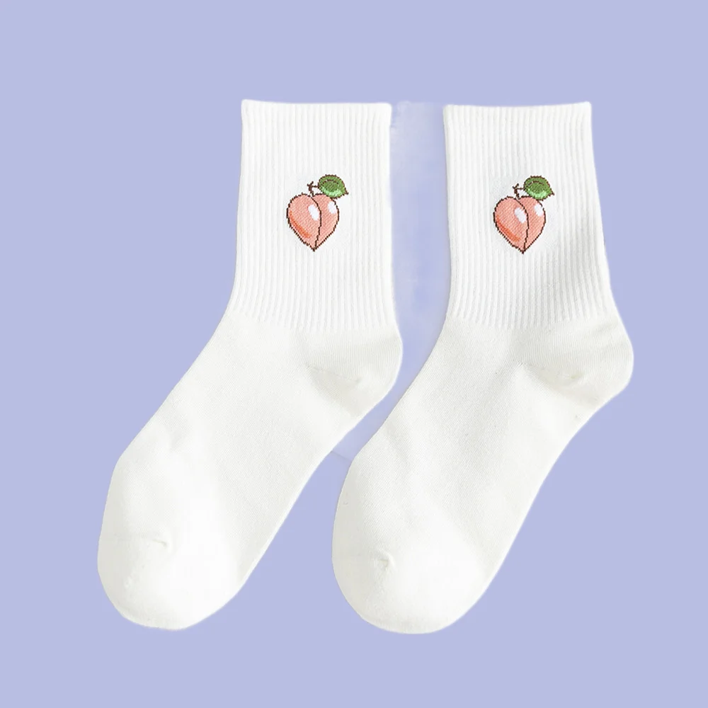 5/10 Pairs Autumn New Hyuna Fruit Stack Socks Men's and Women's Candy Color Cartoon Middle-Tube Cotton Socks