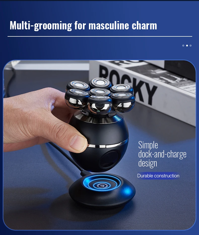 7D 플로팅 충전 전기 면도기, 시트 충전기, 휴대용 남성용 다기능 트리머, 면도기, 전신 방수