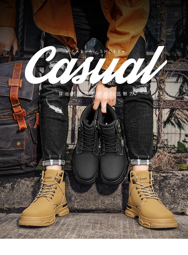 CYYTL Mens Boots Casual Winter Shoes Platform Leather Outdoor Designer Luxury Work Safety Ankle Sneakers Chelsea Cowboy Tactical