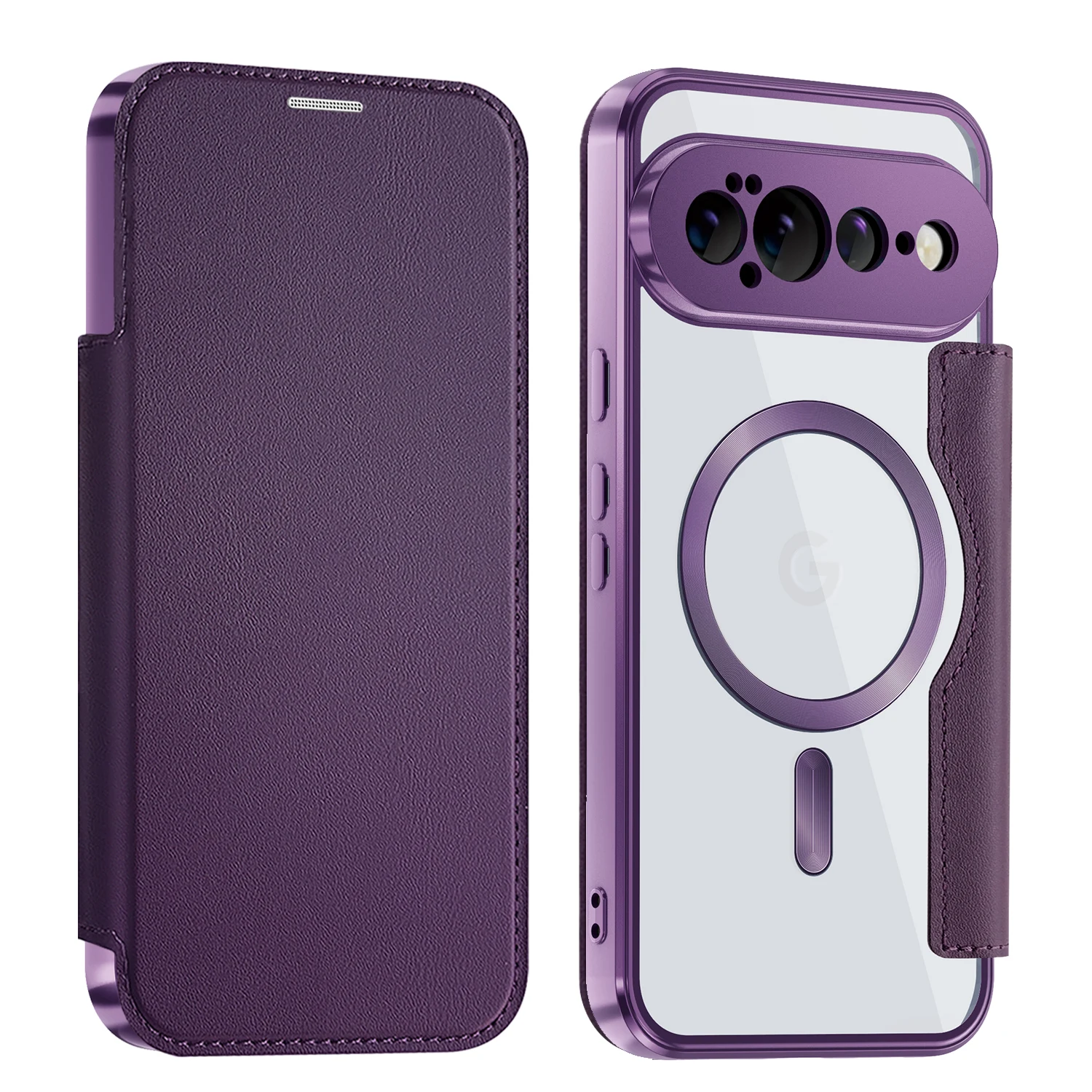 Leather Flip Case with Card Slot and Wireless Charging Compatibility