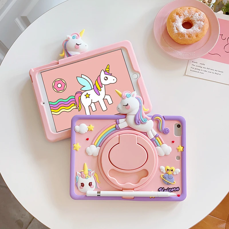Cute Kids Case para Samsung Galaxy Tab Silicon Tablet Cover Stand Handle Capa a9 Plus 11 a8 10.5 a7 Lite 8.7 Sm-x210 X115 X200 3d - Imagem 6
