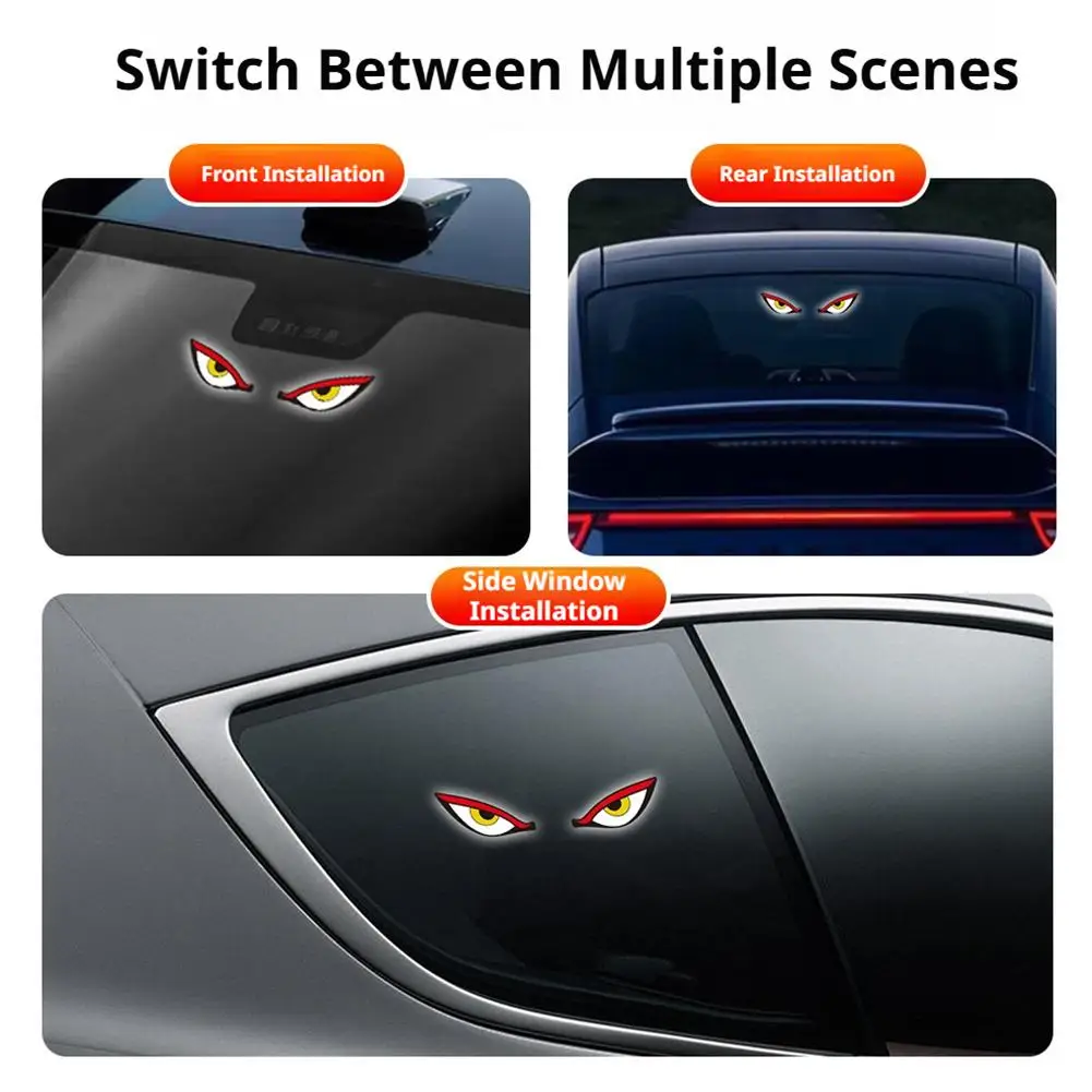 Luce di Avvertimento Solare LED DEMON EYE, Luce al Neon Respirante, Decorazione Auto, Luci Atmosfera per Lunotto Posteriore, Accessori Auto - immagine 5