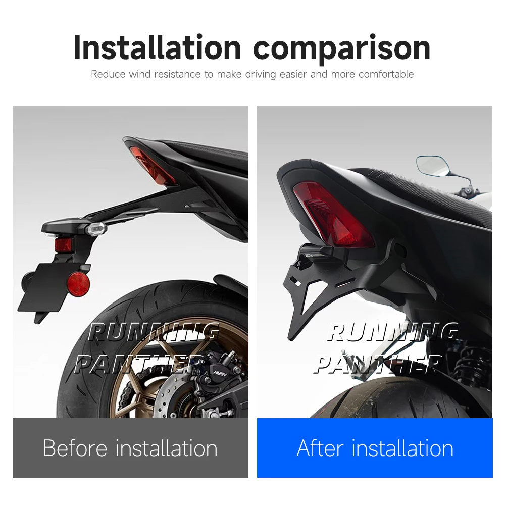 Motorcycle License Plate Holder For Honda CB650R CB650 R cb650r-Motorcycle Rear Short Tail Stock License Plate Holder Tailstock Bracket LED Light