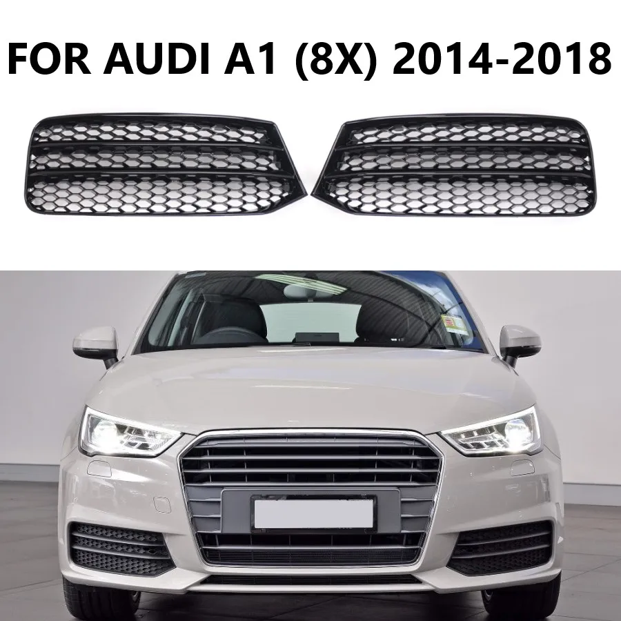 

2PCS Auto Front Bumper Fog Light Grille Honeycomb Hex Grill Cover Gloss Black Replace For AUDI A1 8X 2014 2015 2016 2017 2018