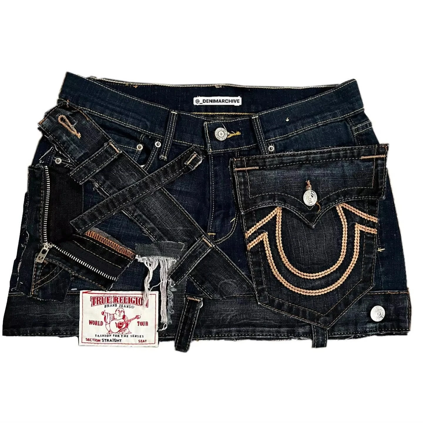 Y2K Gothic Punk Style Denim Short Skirt Women Harajuku Retro Patched Zipper Skirt Streetwear Low Waist Vintage Jeans Mini Skirt 2